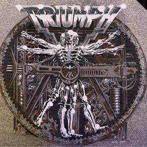 Triumph Black and Gray Short Sleeve Tee with Intricate Design